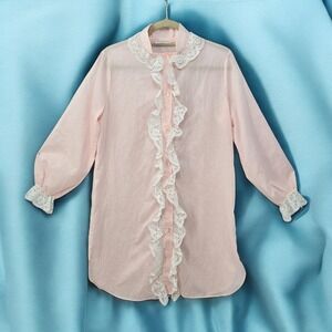 Diane Von Furstenberg Vintage‎ Robe Pink White Lace Accent Short Buttoned Small?